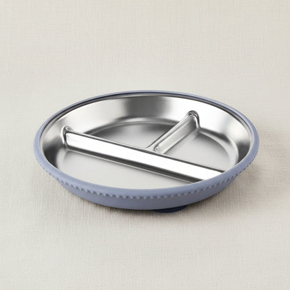 Blue silicone and stainless-steel gripper plate.