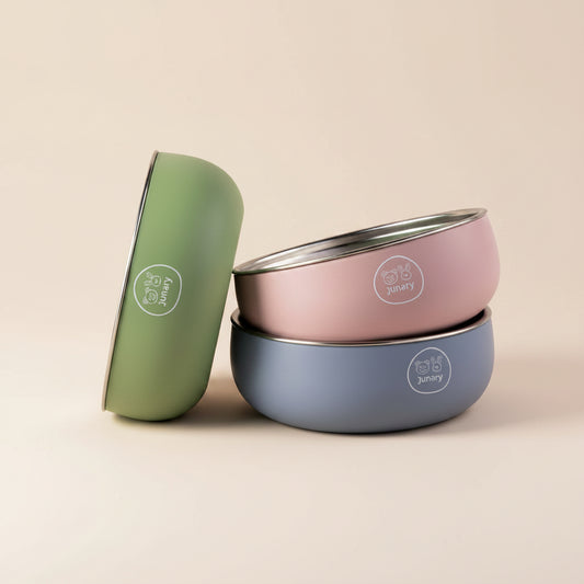 Mighty bites bowl. Green, Pink and Blue silicone and stainless-steel.