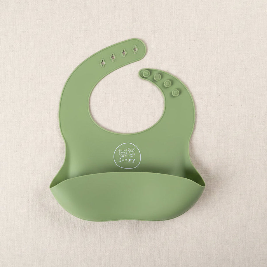 Green silicone bucket bib for Babies