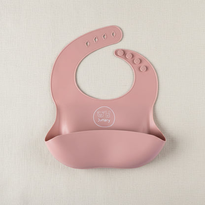 Pink silicone Bucket Bib for Babies.