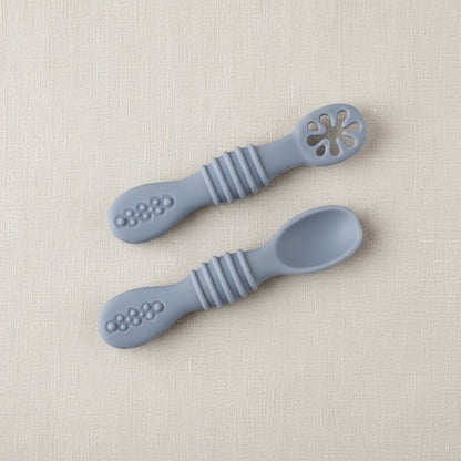Silicone slow feeders for baby. Blue in color. 